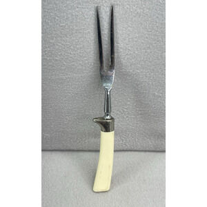 VTG Stainless Steel Carving Fork Cream Handle Retro Kitchen Tool